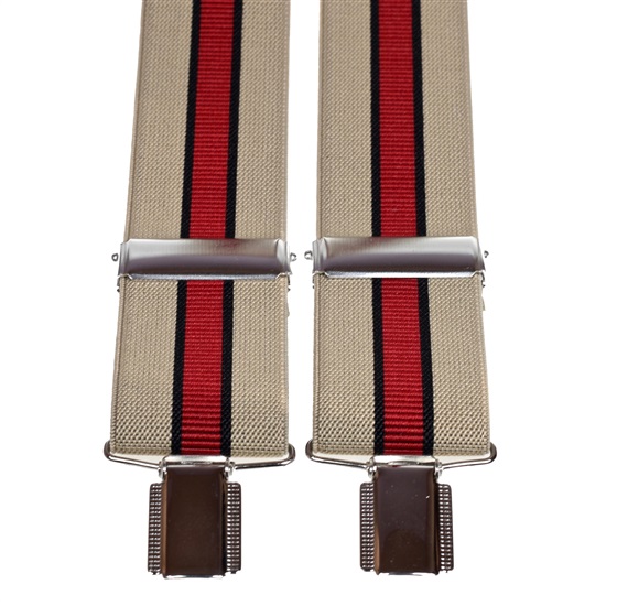 Bretelle Élastique Rayures Beige et Grenat