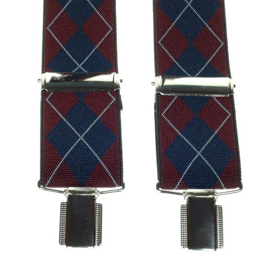 Bretelle Élastique Losanges Bleu et Grenat