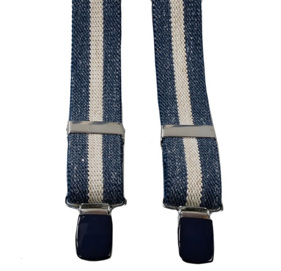 Bretelle Enfant Rayée en Lin Jeans