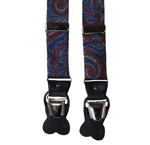 BRETELLE EN SOIE BLEUE PAISLEY
