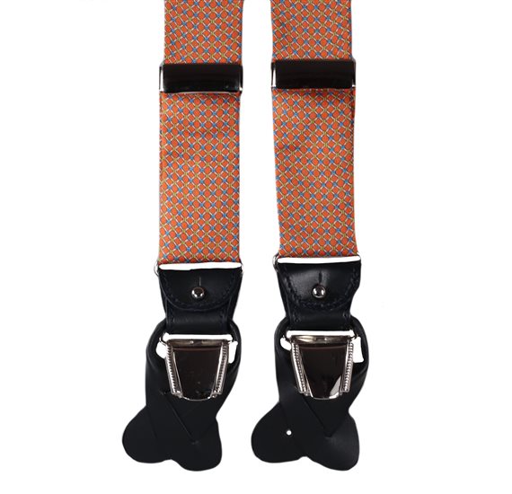 BRETELLE EN SOIE ORANGE MAILLONS BLEUS