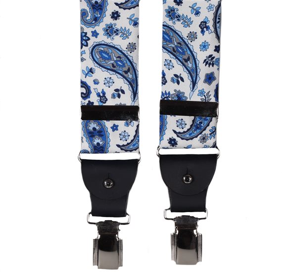BRETELLE EN SOIE NATURELLE BLANC PAISLEY