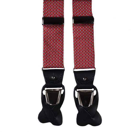 Bretelle en Soie Rouge Maillons Gris