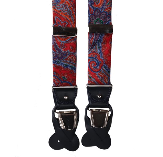 BRETELLE EN SOIE ROUGE PAISLEY