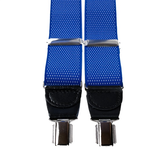 BRETELLE XXL EN CUIR BLEU CANARD AVEC POIS BLANCS
