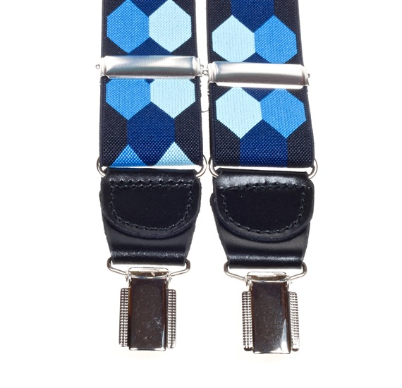 BRETELLE XXL EN CUIR HEXAGONES BLEUS