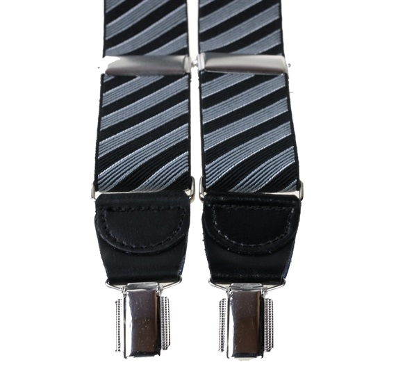 BRETELLE XXL EN CUIR À RAYURES BLEU MARINE ET GRIS