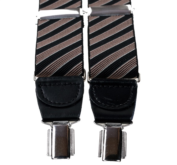 Bretelle XXL Cuir Rayures Noires et Vison