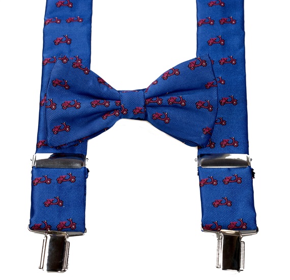 BRETELLE ET NOEUD PAPILLON BLEU CIEL AVEC VESPA