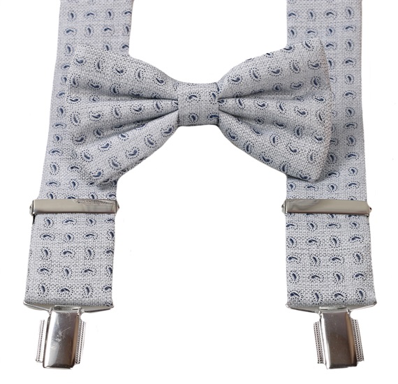 BRETELLE ET NOEUD PAPILLON GRIS CACHEMIRE