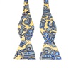 Cravate Noeud en Soie Jaune Cachemire Bleu Canard