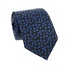 Cravate Noire Fleurs Bleu Canard