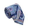Cravate en Soie Bleu Ciel et Marine Paisley