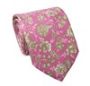Cravate et Mouchoir Fleurs Rose en Soie