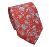 Cravate et Mouchoir Rouge Brique en Soie Naturelle à Motif Paisley