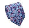 Cravate et Mouchoir en Soie Paisley Bleu et Rose