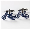 Boutons de Manchette Vélos Bleu Silhouette