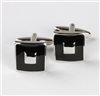 Boutons de Manchette Noirs Carrés