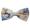 Noeud Papillon Beige Fleurs Chameau et Bleues