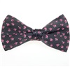 Noeud Papillon Gris Foncé avec Roses Fuchsia