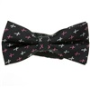 Noeud Papillon Noir avec Croix Argentées et Roses
