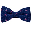 Noeud Papillon et Mouchoir Bleu Marine avec Roses Magenta