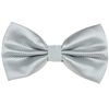 Noeud Papillon et Mouchoir en Satin Gris Clair