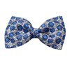 Noeud Papillon et Mouchoir en Soie Fleurs Bleu et Gris