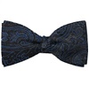 Noeud Papillon et Mouchoir en Soie Gris Cachemire Noir