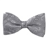 Noeud Papillon et Mouchoir en Soie Grise avec Motif Cachemire Gris