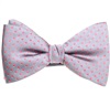 Noeud Papillon et Mouchoir en Soie Gris à Pois Roses