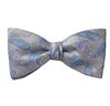Noeud Papillon et Mouchoir en Soie Gris Paisley Bleu