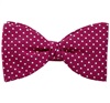 Noeud Papillon et Mouchoir en Soie Magenta à Pois Blancs