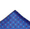 Mouchoir de Poche en Soie Bleu Royal Fleurs Corail