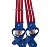 Bretelle Élastique Étroite en Cuir Rouge à Rayures Bleu Marine