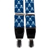 Bretelle Élastique en Cuir Bleu avec Crânes Blancs