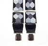 Bretelle Élastique Cuir Hexagones Gris et Noir