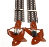 Bretelle Élastique en Cuir Motifs Losanges Marron